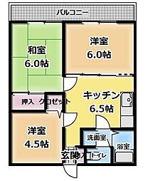 サンフラッツＣ 2階3DKの間取り
