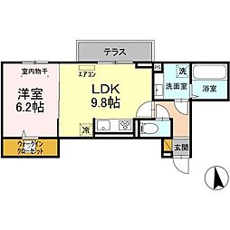 山五ヒルズ 1LDKの間取図画像