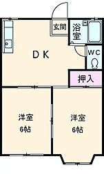 小嶋アパート 2階2DKの間取り
