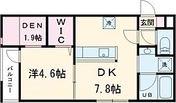 クレディ新小岩 4階1LDKの間取り