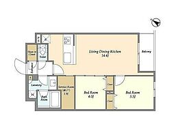 アジュールテラス目黒祐天寺 4階2SLDKの間取り