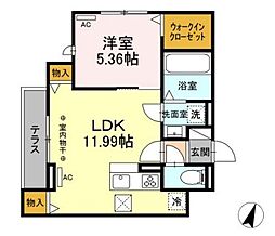 ココブラン 2階1LDKの間取り