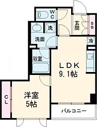 東急東横線 自由が丘駅 徒歩11分の賃貸マンション 3階1LDKの間取り