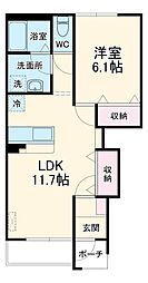 ディスティーノ 1階1LDKの間取り