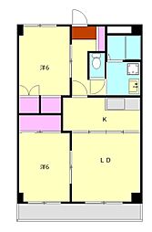 コーポＴ＆Ｇ 2階2LDKの間取り
