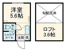 ルミエール新子安 2階ワンルームの間取り