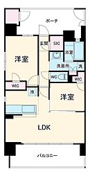 エステムプラザ名古屋UX 12階2LDKの間取り
