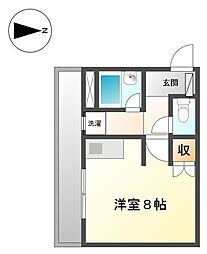 名古屋市営鶴舞線 庄内通駅 徒歩3分の賃貸マンション 2階ワンルームの間取り