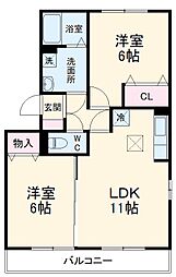 JR常磐線 柏駅 バス15分 榎木戸下車 徒歩12分の賃貸アパート 1階2LDKの間取り