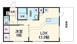 J’fort嵯峨天龍寺 1階1LDKの間取り