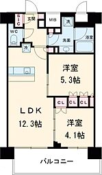 京王線 上北沢駅 徒歩5分の賃貸マンション 10階2LDKの間取り