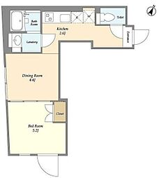 ＥＸＡＭ西小山 302 3階1DKの間取り