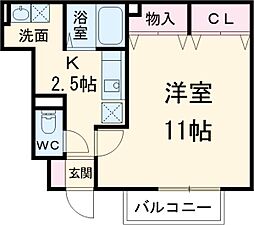 スマートＦII 1階1Kの間取り