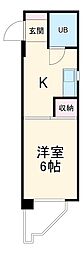 名古屋市営東山線 新栄町駅 徒歩6分の賃貸マンション 2階1DKの間取り