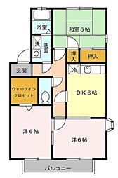 JR武蔵野線 吉川駅 バス15分 ルネサンス吉川入口下車 徒歩1分の賃貸アパート 2階2LDKの間取り