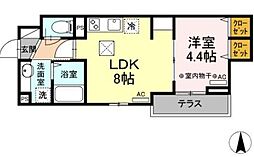 アヴァンス東日暮里 3階1LDKの間取り