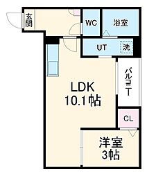 Jack kasaderaII 2階1LDKの間取り