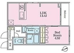 カーサ　デ　ブリッサ 1階1LDKの間取り