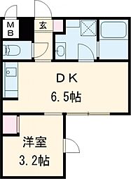 マリオン千川 2階1DKの間取り