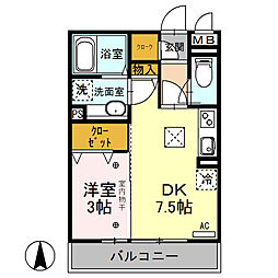 エタルナ倉賀野 1階1DKの間取り