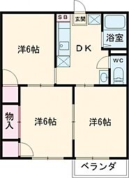 パールハイツＡ 1階3DKの間取り