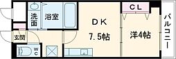 K‘ｓスクエア岸和田北町 4階1DKの間取り