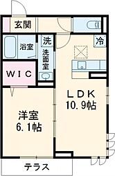 ルリアン東葛西 1階1LDKの間取り