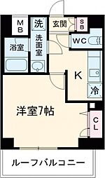 東武伊勢崎線 梅島駅 徒歩4分の賃貸マンション 7階1Kの間取り
