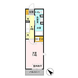 フルール 3階1Kの間取り