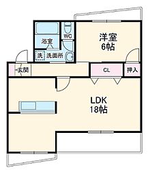 ボナールＴ 2階1LDKの間取り