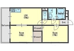 プレミエールクラーテ 2階2DKの間取り
