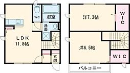 ドムス学園の森 1階2LDKの間取り