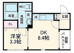 阪急京都本線 上新庄駅 徒歩14分の賃貸アパート 1階1DKの間取り