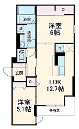 ノーブルヴィラ 2LDKの間取図画像
