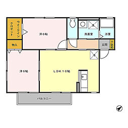 カーサベルデ　Ｂ 2階2LDKの間取り