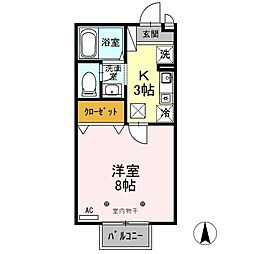 アーバンフラッツ 1階1Kの間取り