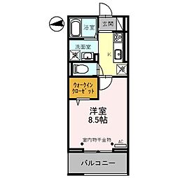 グリーンプラザ 2階1Kの間取り