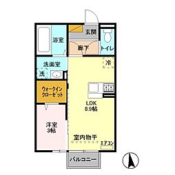 プエラリア　サクラ　I 2階1LDKの間取り