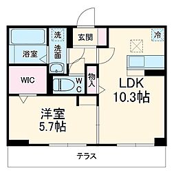リヴィエール　I 3階1LDKの間取り