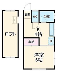 中川コーポ 2階1Kの間取り