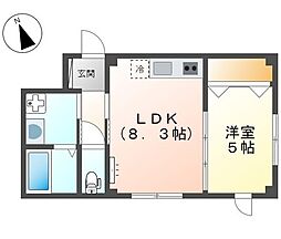 ＲＩＡＤ　ＲＩＳＡ 1階1LDKの間取り