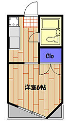 カーサ・ノヴァ相模原 2階ワンルームの間取り