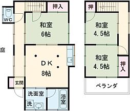 練馬区田柄戸建 1階3DKの間取り