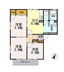 エクセル・岸A 3DKの間取図画像