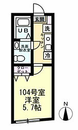 京急本線 杉田駅 徒歩12分の賃貸アパート 1階1Kの間取り