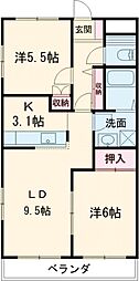 ビューヒルズ 2LDKの間取図画像