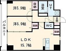 ソレイユ御蔵町 3階2LDKの間取り