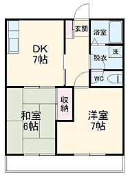 グリーンヒルＡ 1階2DKの間取り