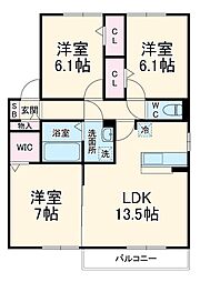 コンフォート山脈 2階3LDKの間取り