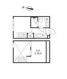 ハーモニーテラス綾瀬V 2階ワンルームの間取り